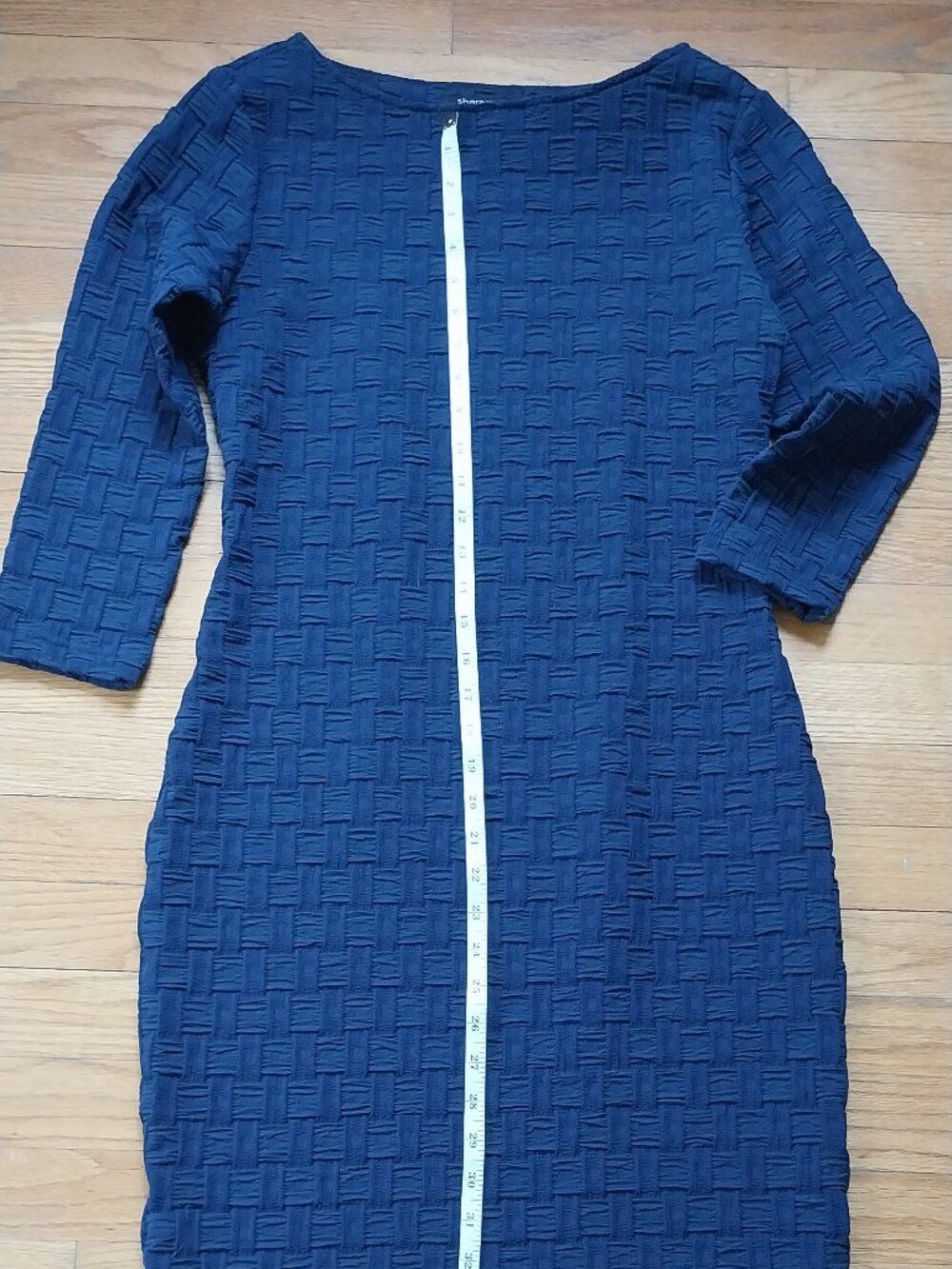 Sharagano Textured Navy Blue Dress